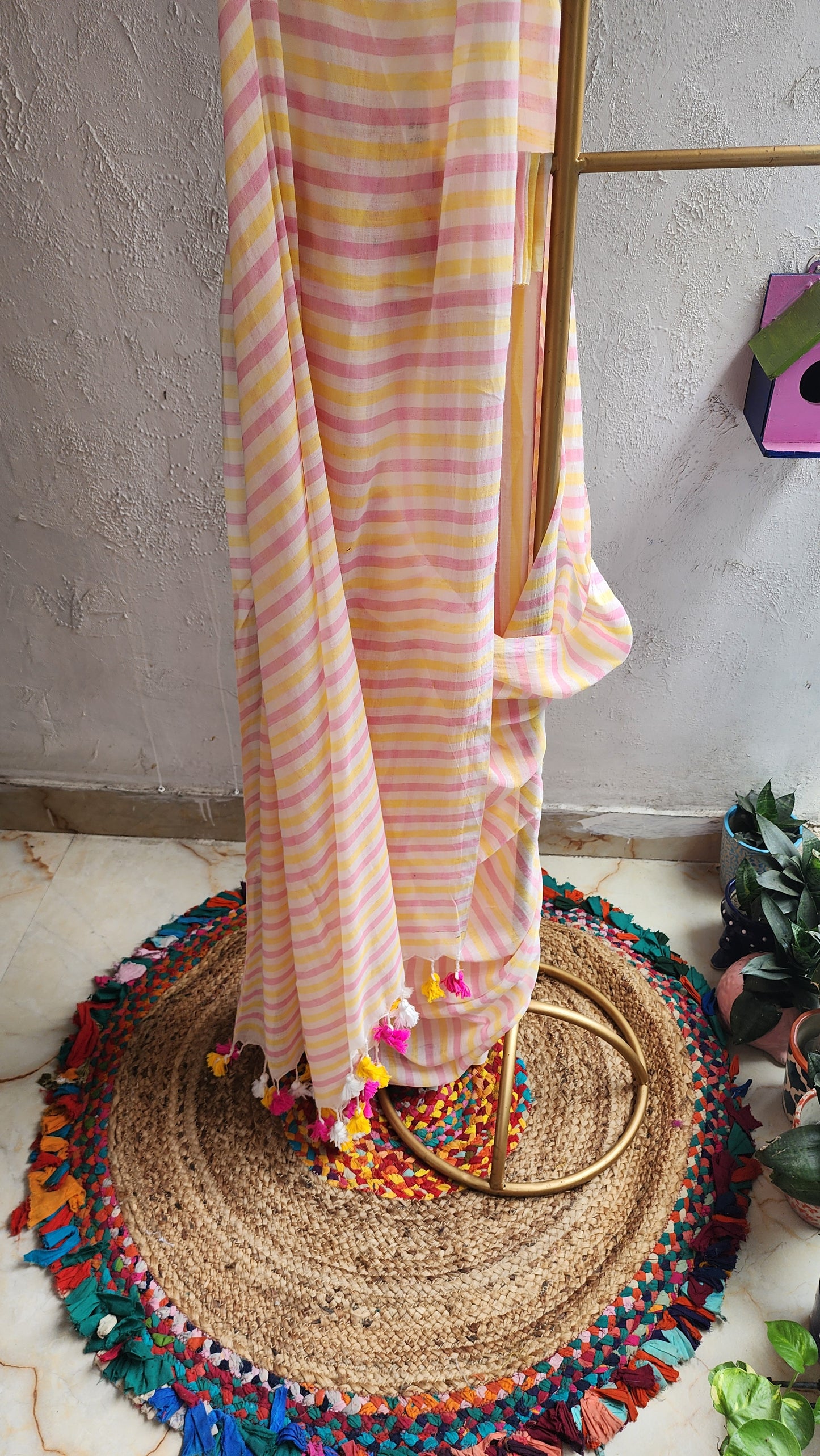 Peach Patakha Mulmul Saree