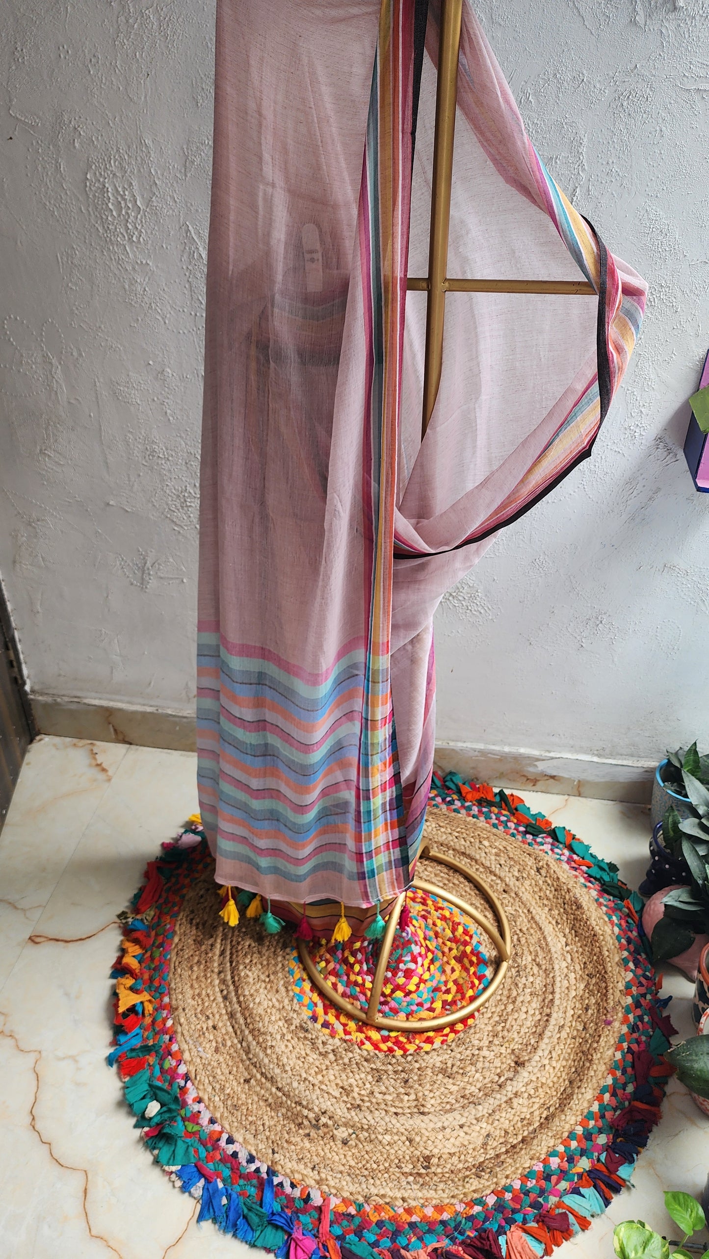 Blush Tale Mulmul Saree