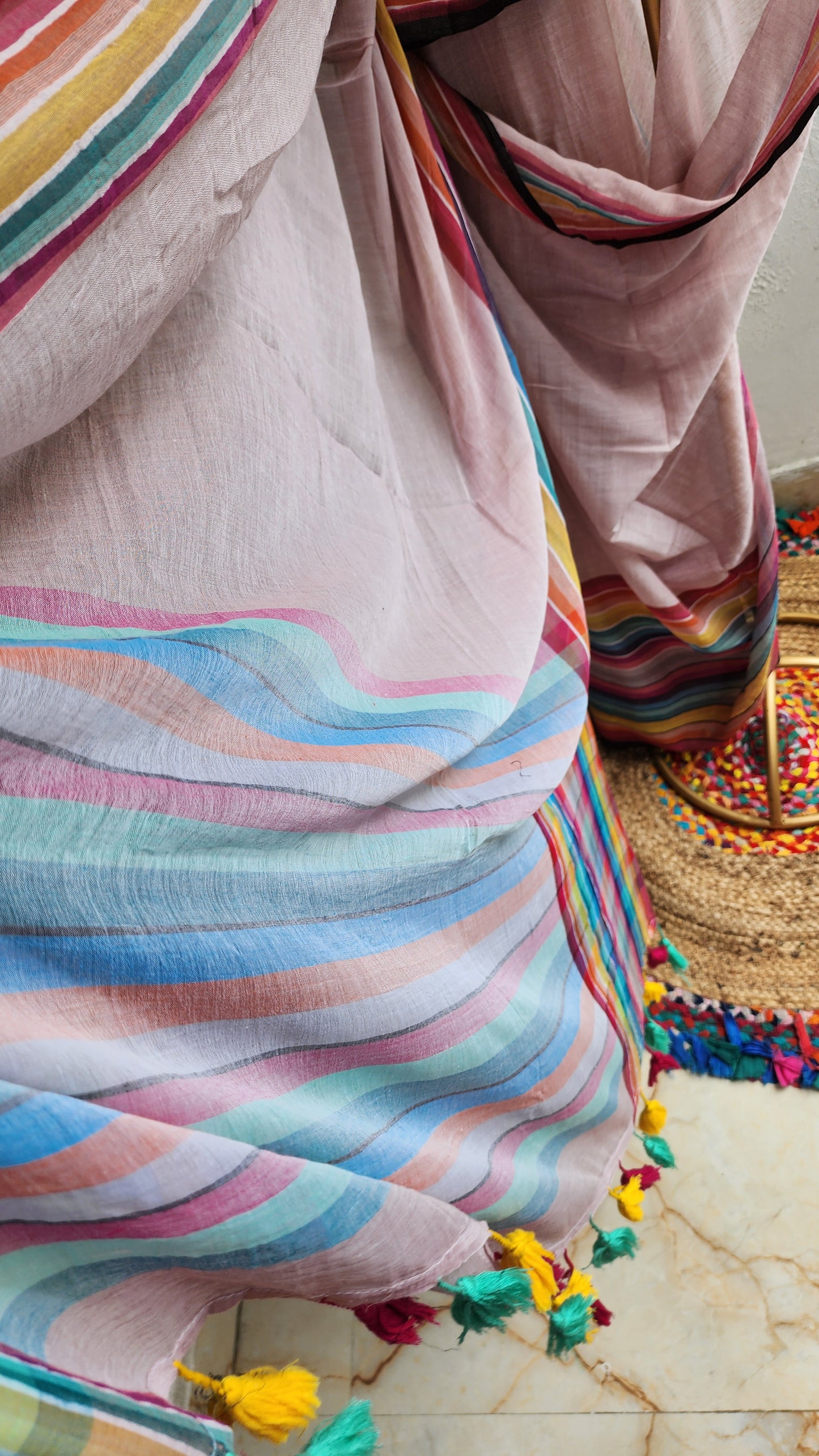 Blush Tale Mulmul Saree