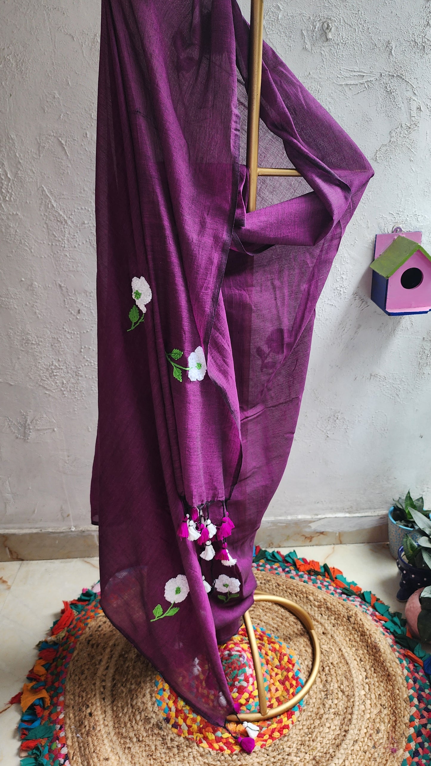 Phoolnama Mulmul Saree