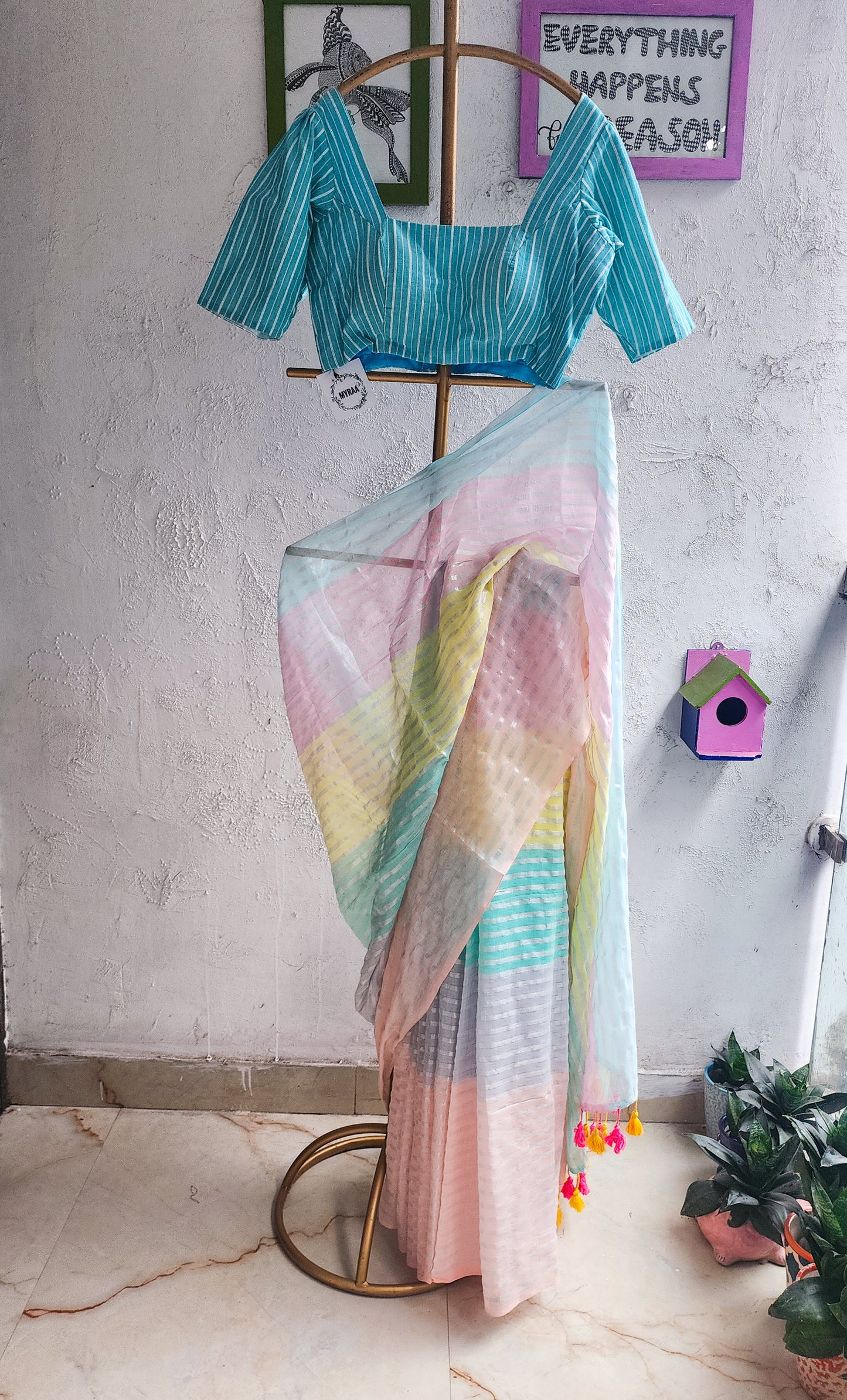 Rainbow Roshni Mulmul Saree