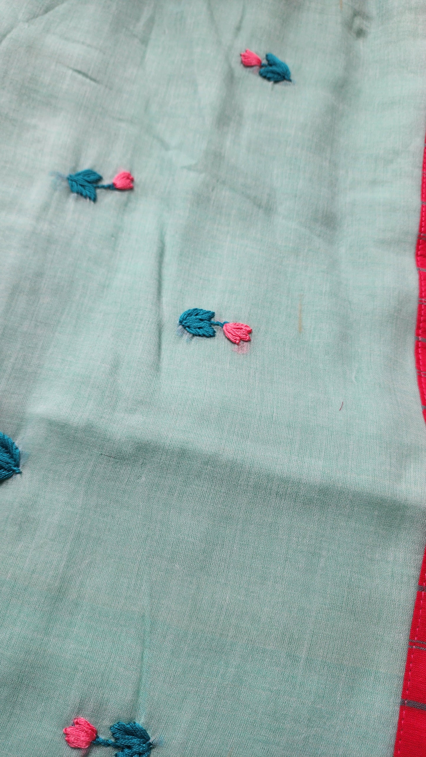 Mint Tide Mulmul Patchwork Saree