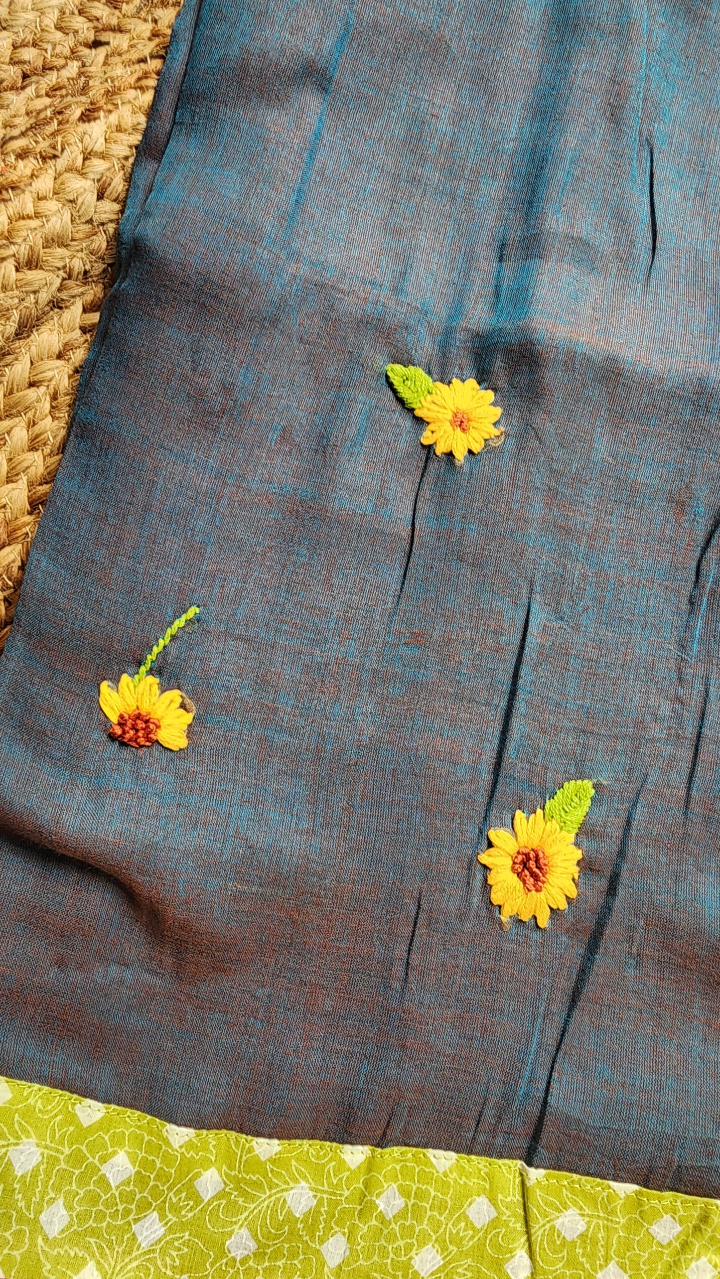 Ashen Bloom Mulmul Patchwork Saree
