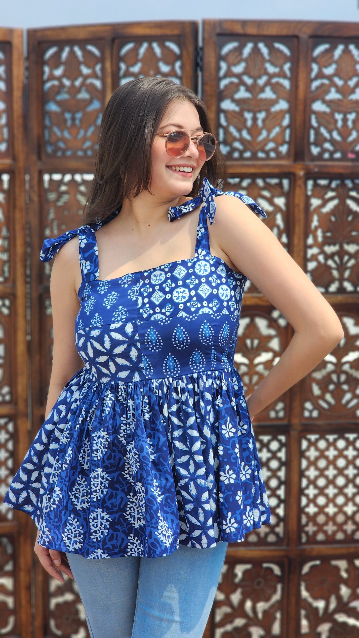 Indigo Patch Flared Top