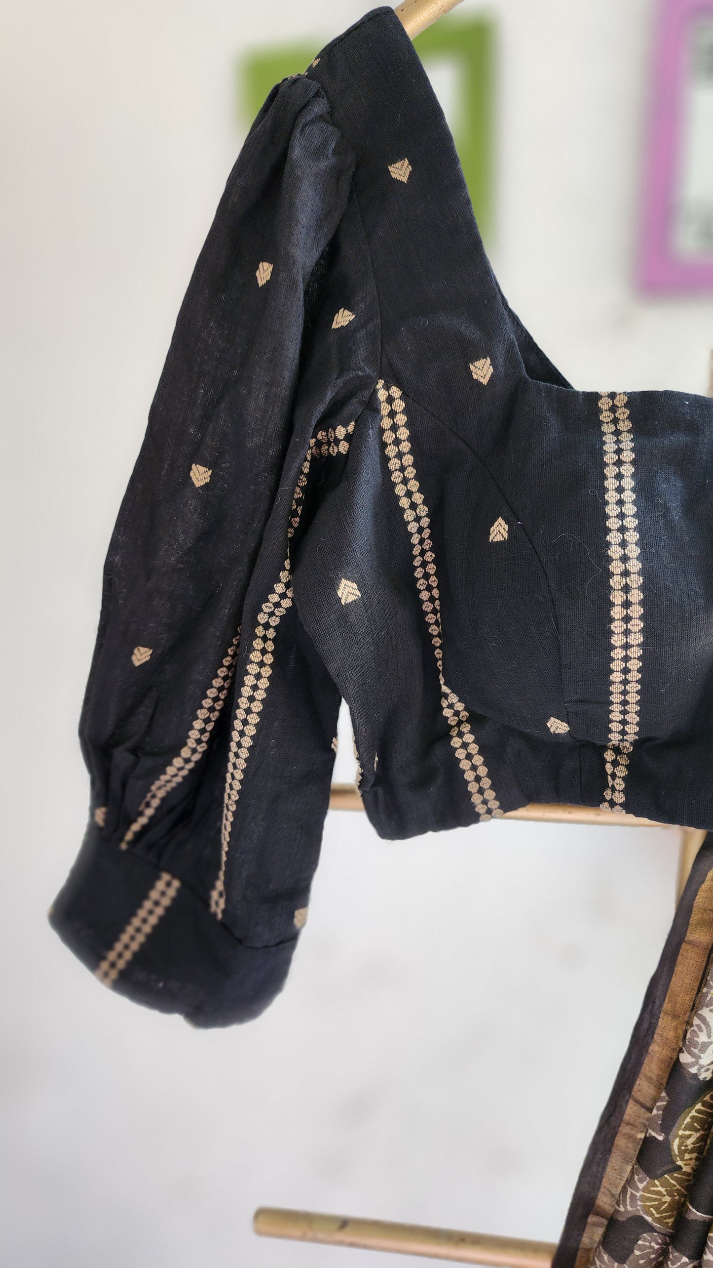 Black Jaquard Cotton Blouse