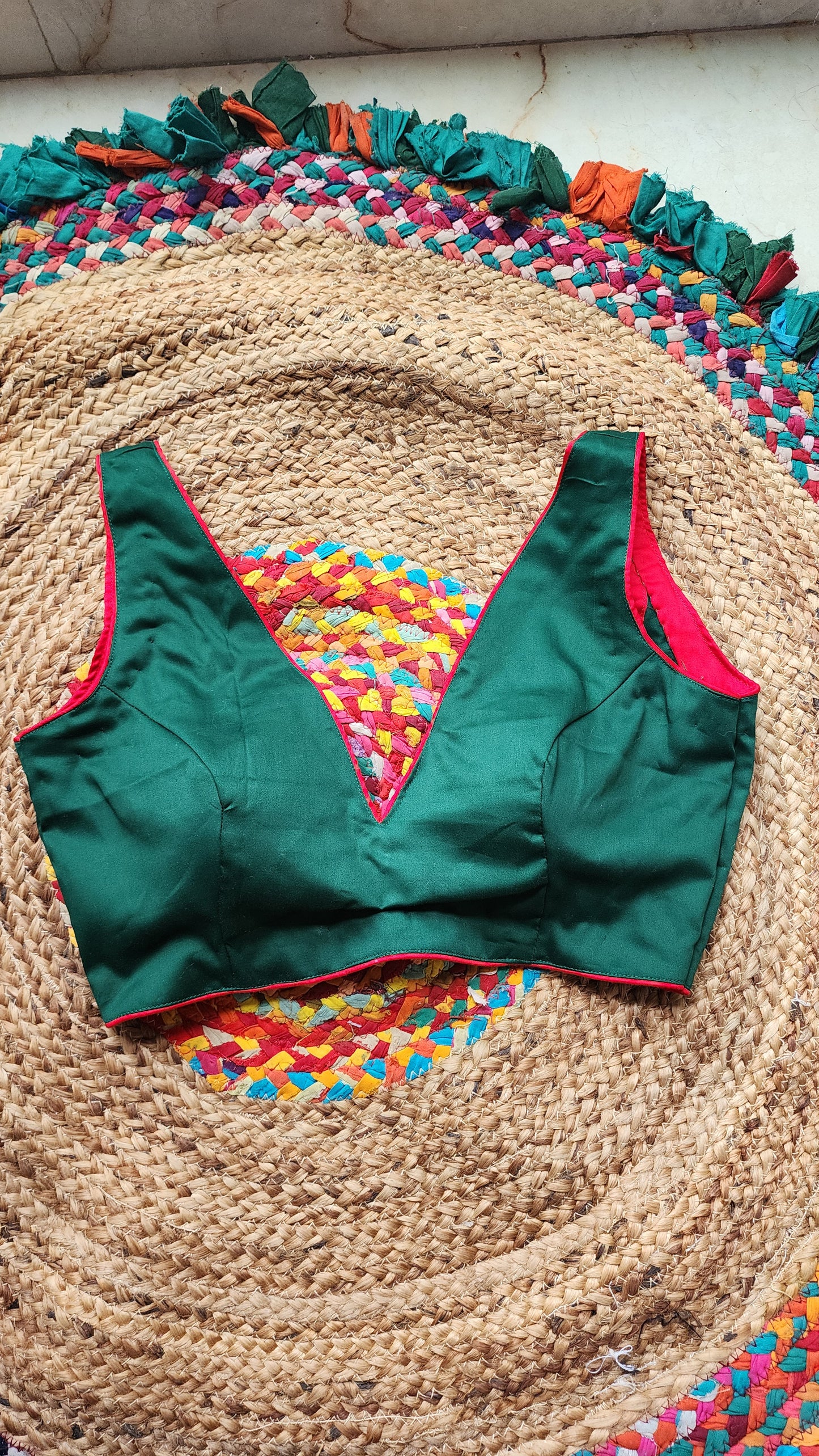 Dark Green Cottonsilk Blouse