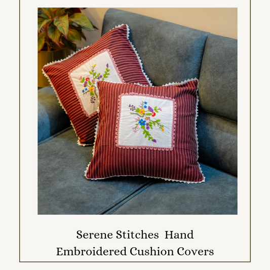 Serene Stitches Cushion Cover