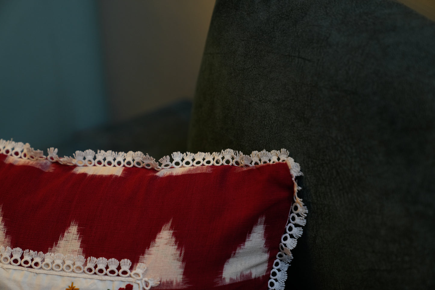 Christmas Tree Hand Embroidered Cushion Cover