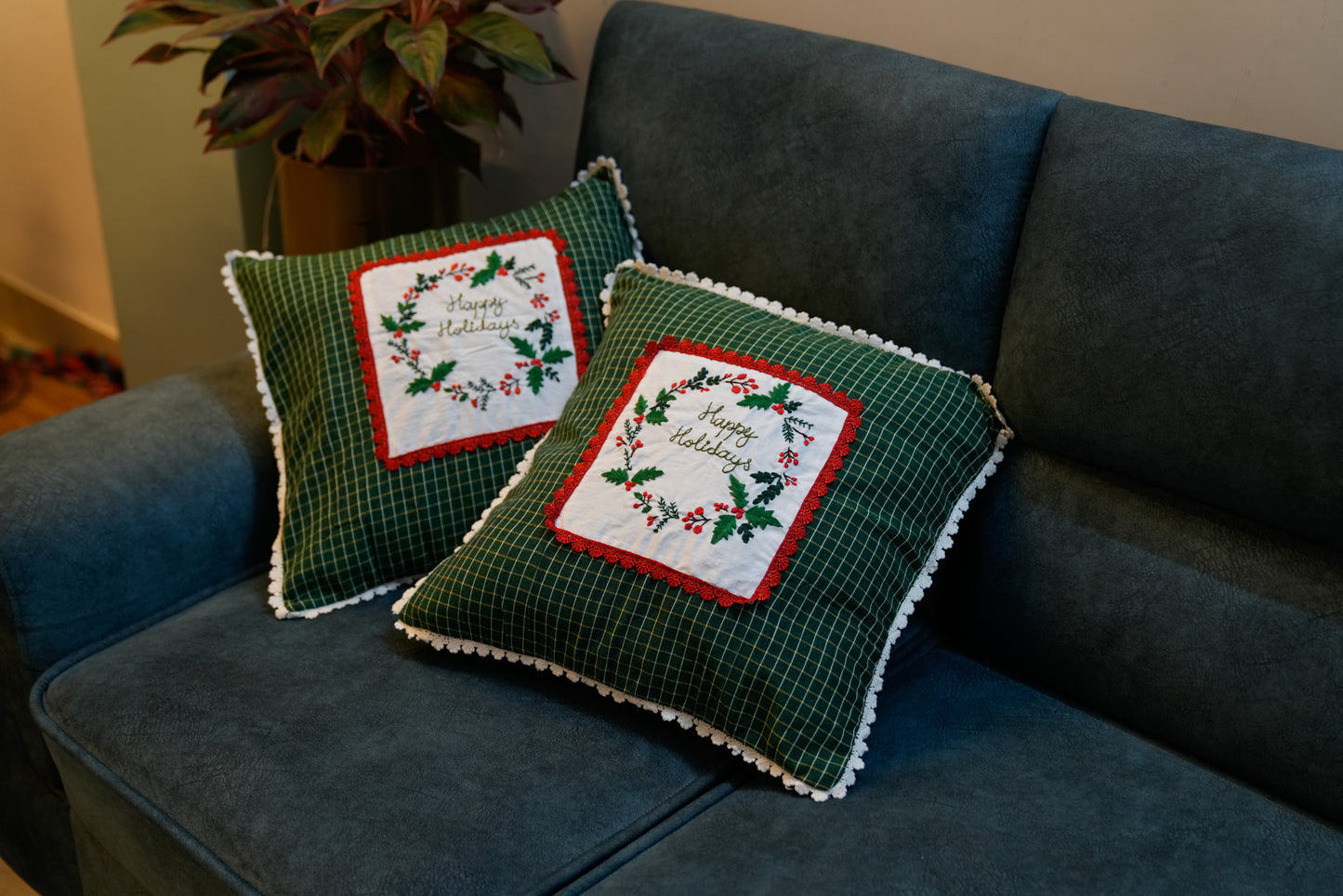 Happy Holidays Cushion Cover