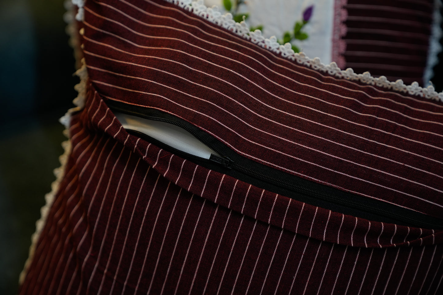 Serene Stitches Cushion Cover