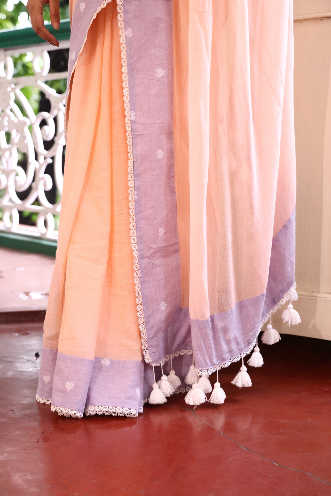 Blush Dusk Mulmul Patchwork Saree
