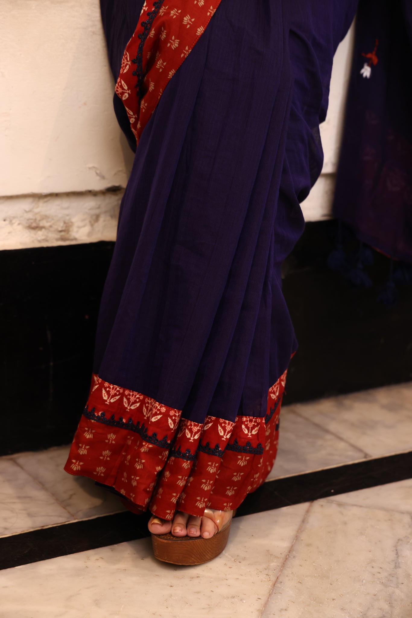 Midnight Muse Mulmul Patchwork Saree