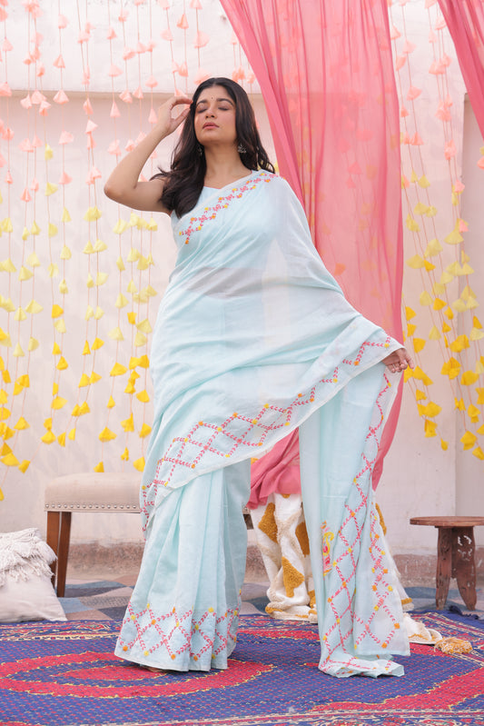 Dewkissed Drape Mul Chanderi Saree
