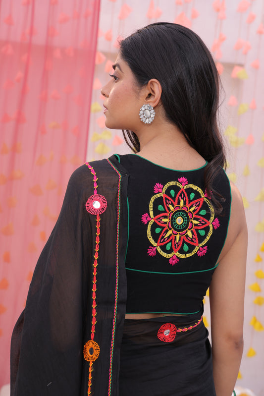 Black Mandala Racer Back Blouse