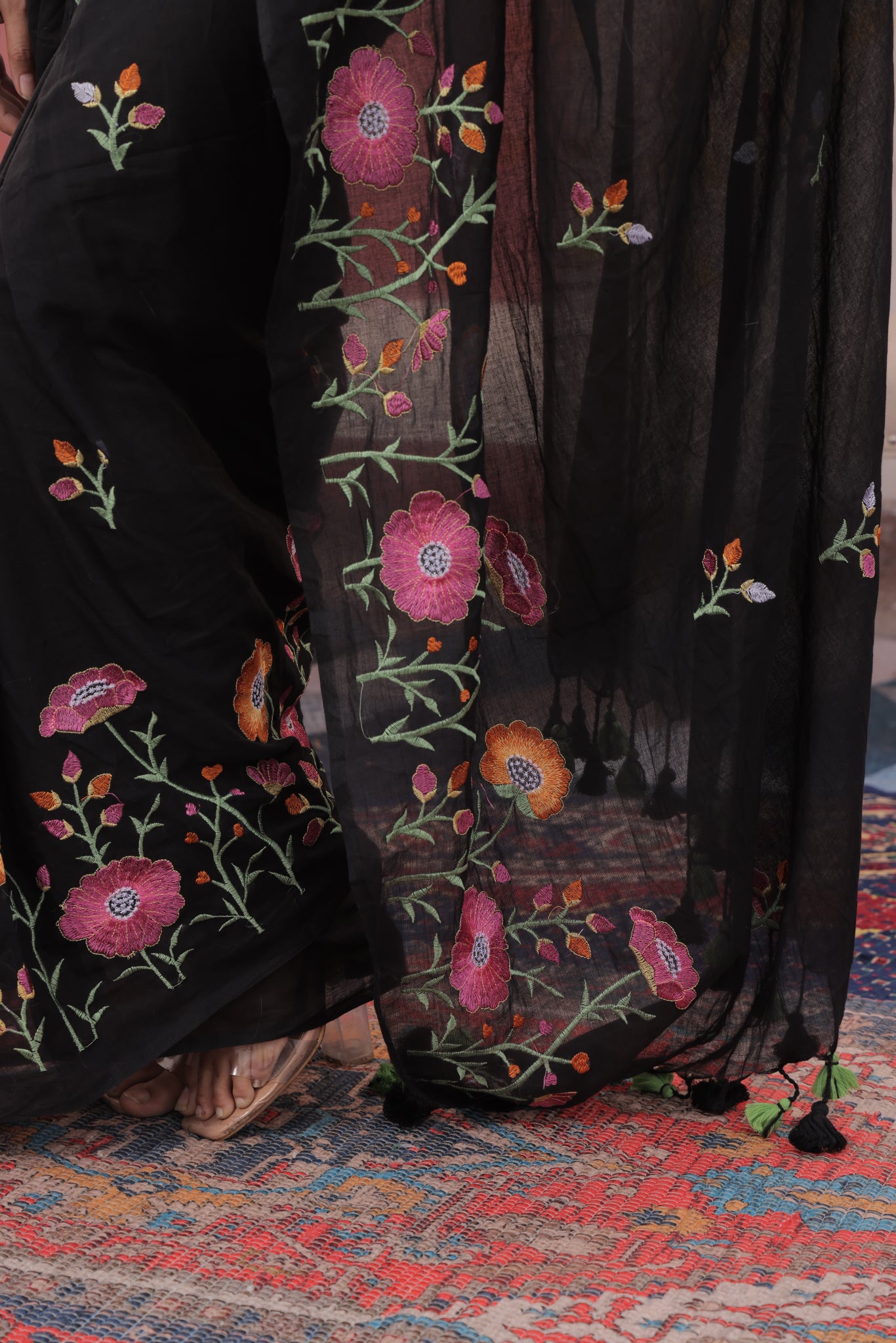 Secret Garden Black Mulmul Saree