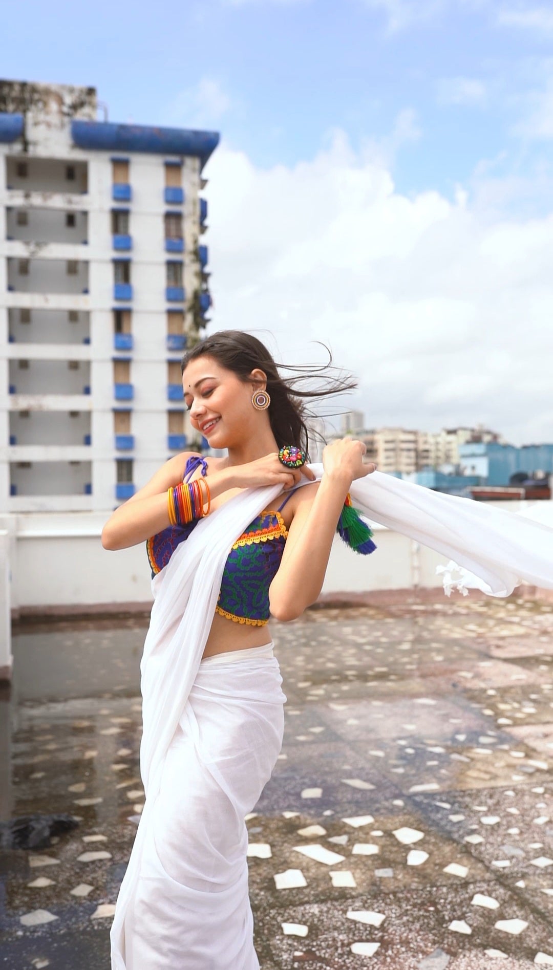 Plain White Mulmul Saree