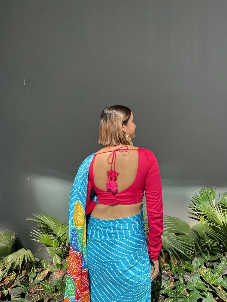 Hot Pink Cotton Silk Full Sleeve Blouse
