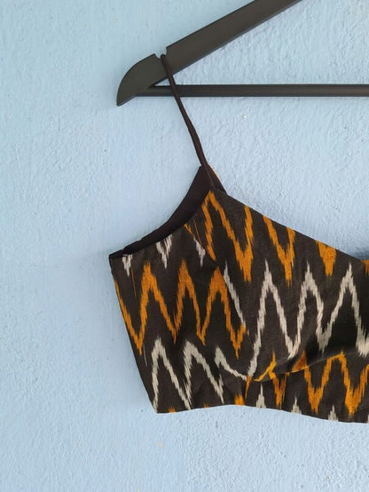 Black Ikat Noddle Strap Blouse