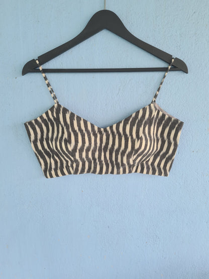 Grey Ikat Noddle Strap Blouse