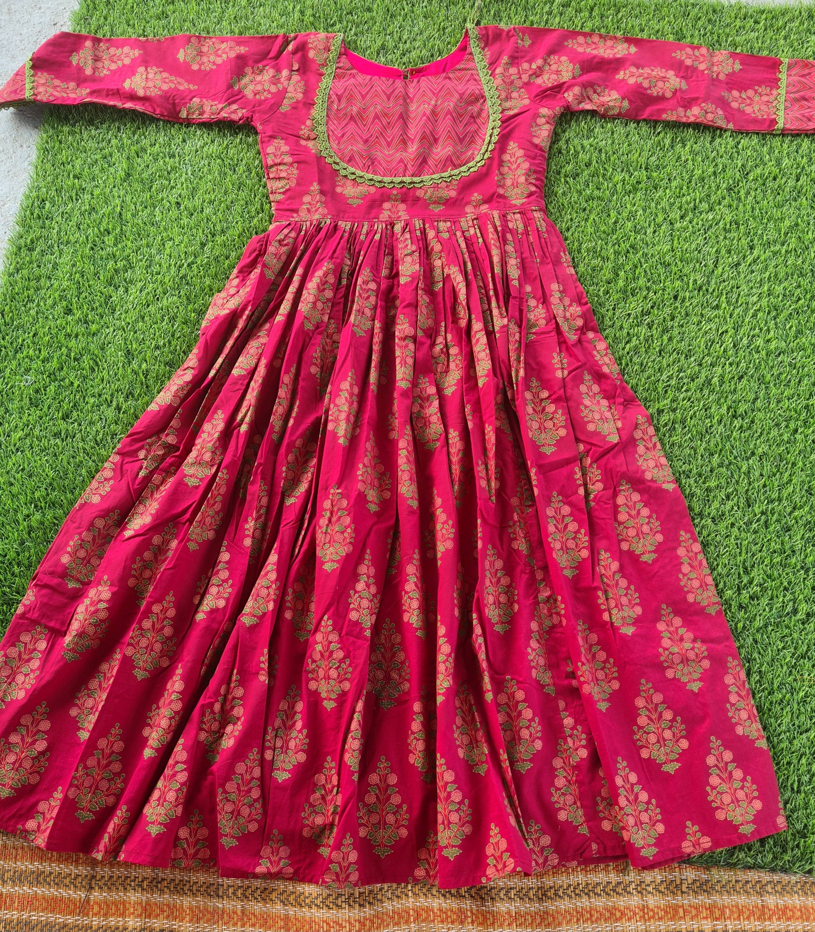 Magenta Handblock Cotton Dress