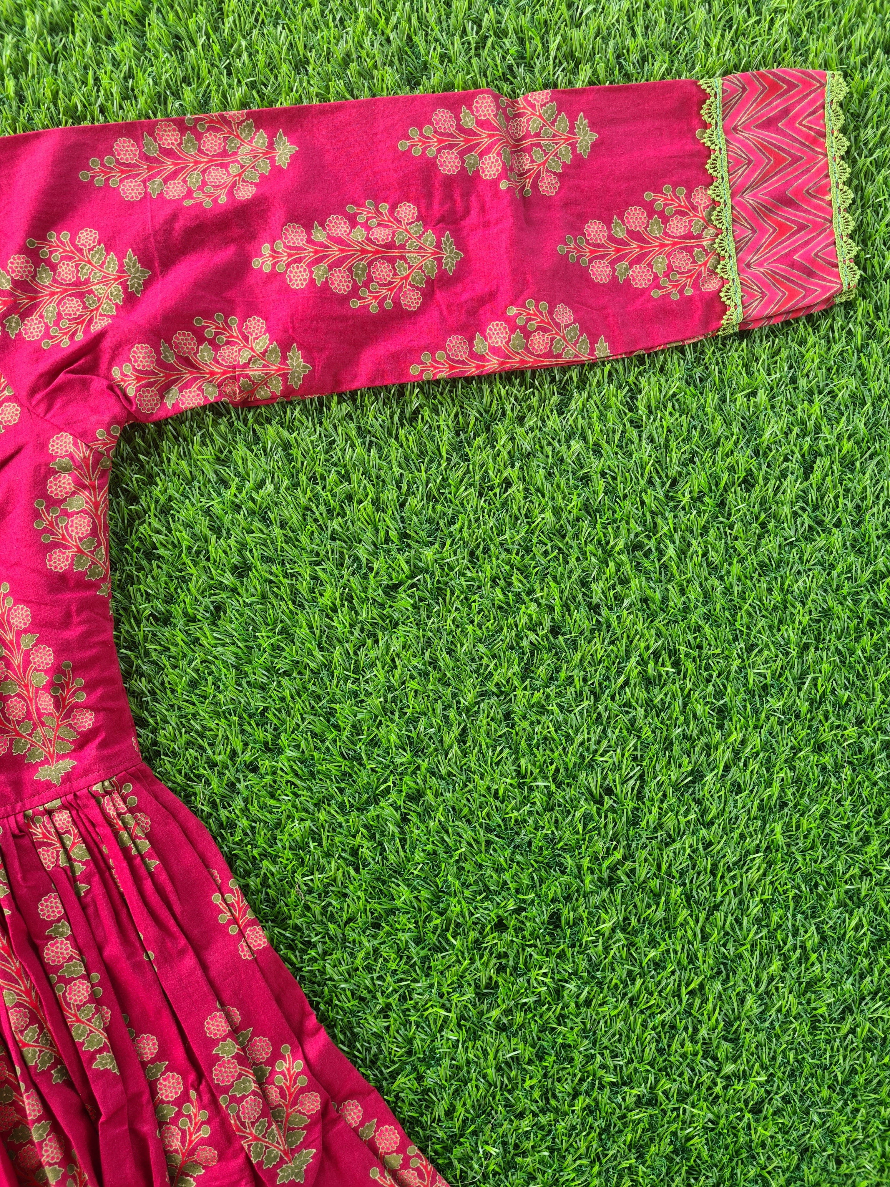 Magenta Handblock Cotton Dress