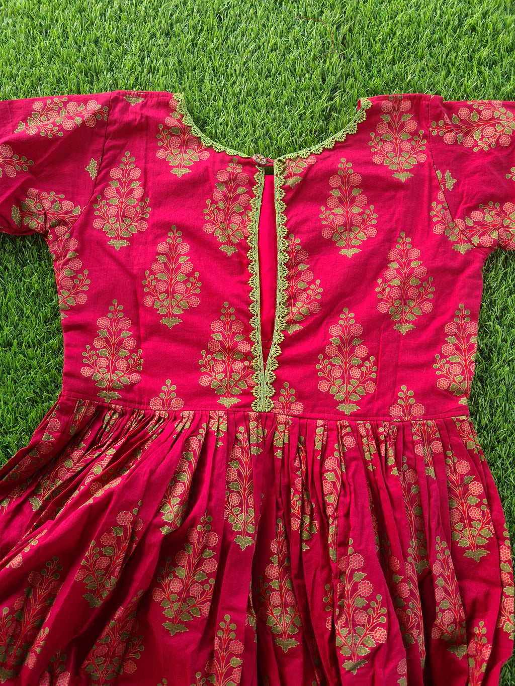 Magenta Handblock Cotton Dress