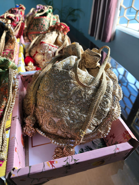 Molten Gold Embroidered Potli Bag