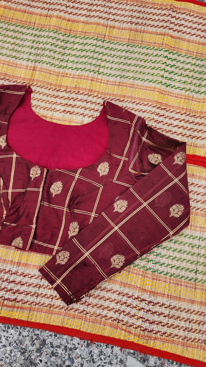 Maroon Chanderi Full Sleeve Blouse