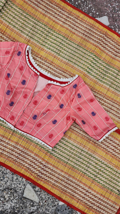 Pink Dandelion Chanderi Blouse