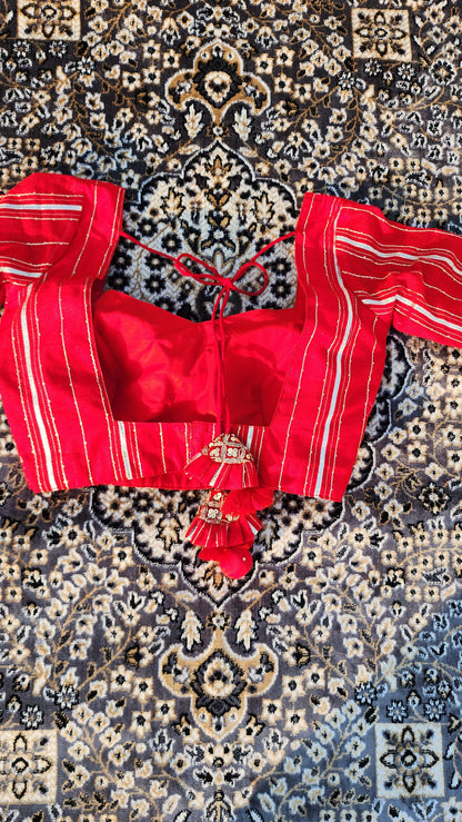 Red Chanderi Full Sleeve Blouse