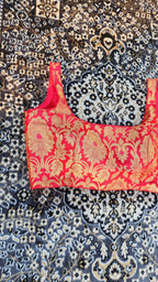 Red Brocade Sleeveless Blouse