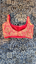 Red Brocade Sleeveless Blouse
