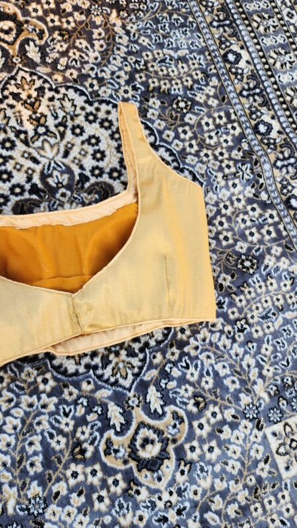 Gold Brocade Sleeveless Blouse