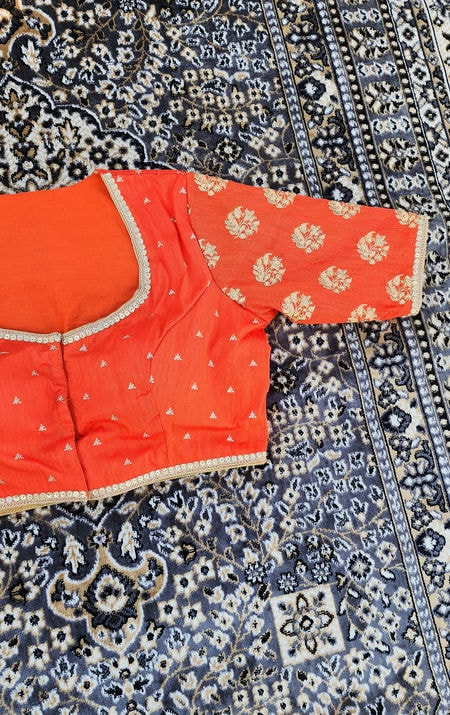 Orange Embroidered Silk Blouse