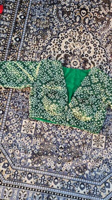 Dark Green Gaji Silk Blouse