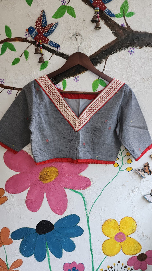 Grey Jamdani Blouse