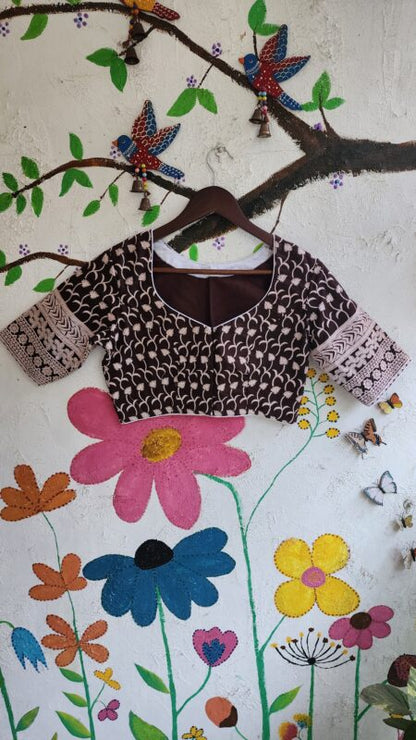 CHOCO BROWN EMBROIDERED BLOUSE