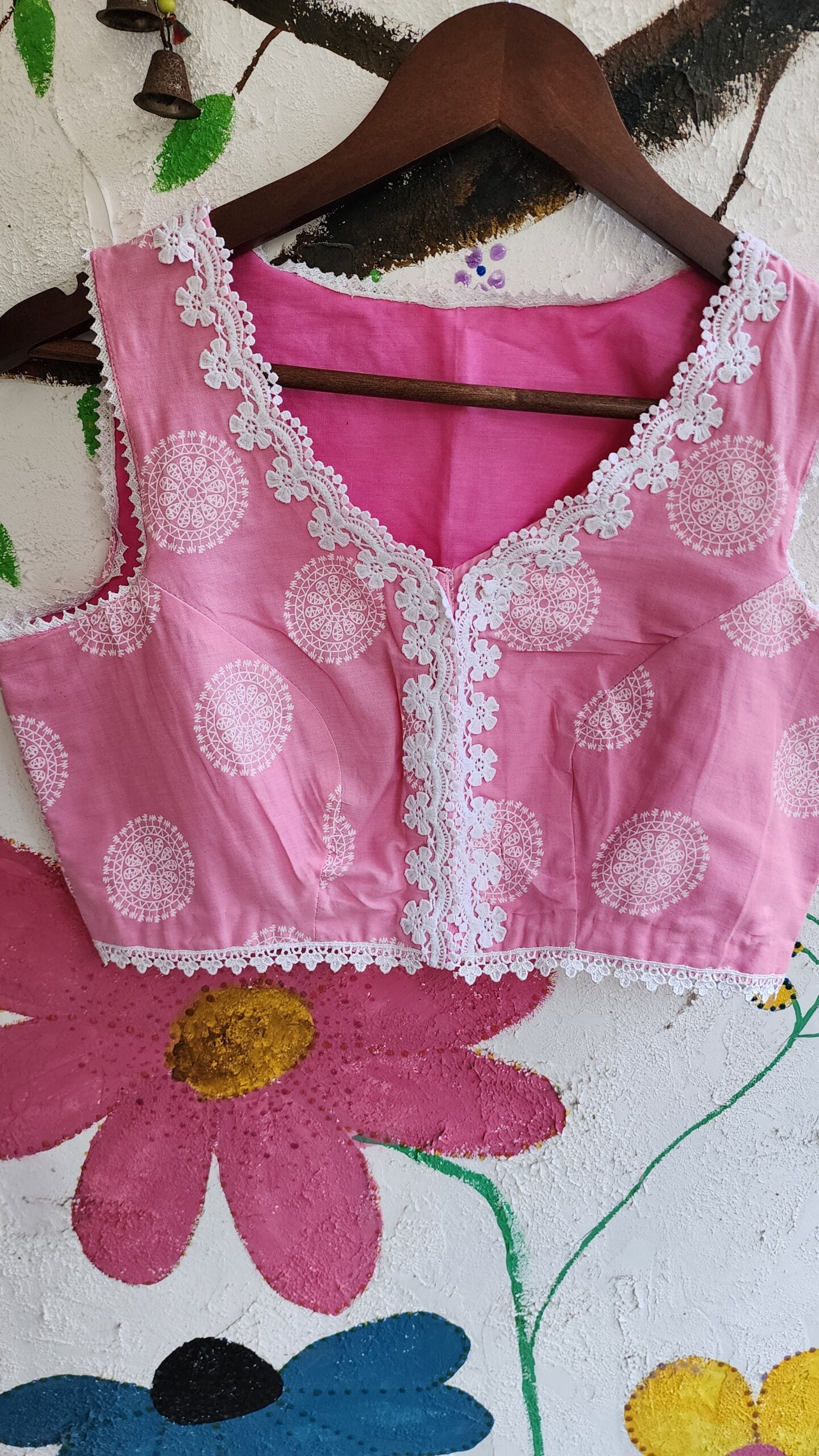 Baby Pink Cotton Sleeveless Blouse