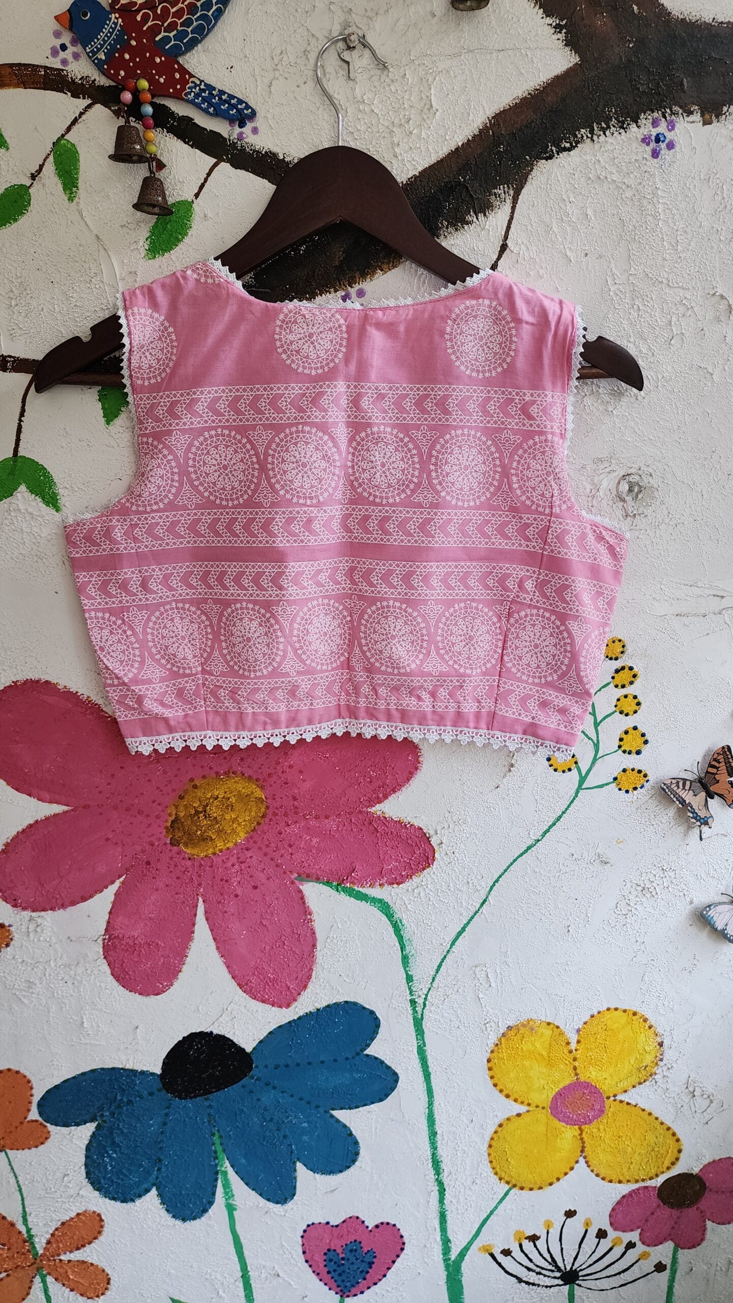 Baby Pink Cotton Sleeveless Blouse