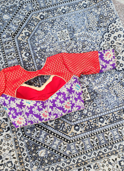 Red Brocade Patchwork Blouse