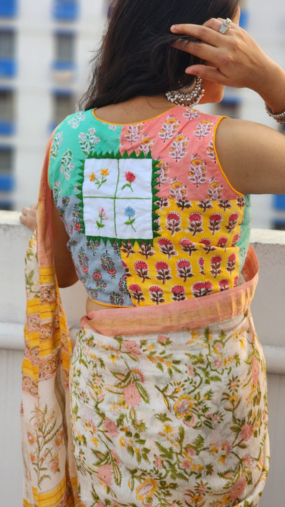 Pastel Love Patchwork Hand Embroidered Blouse