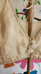 Ivory Mashru Silk Embroidered Blouse