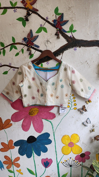 White Cotton Embroidered Blouse