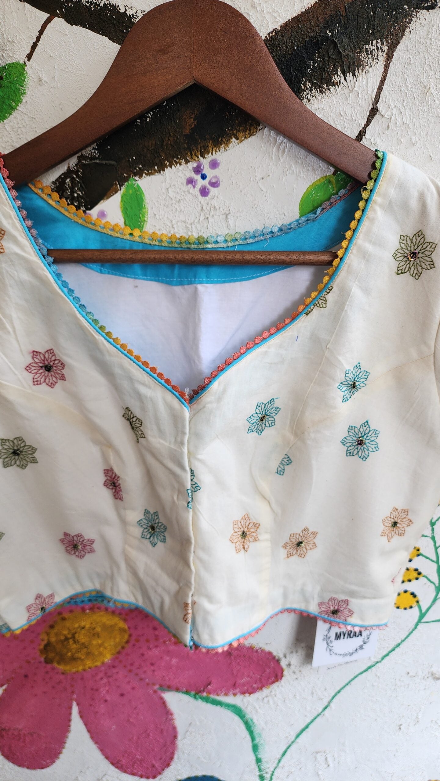 White Cotton Embroidered Blouse