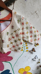 White Cotton Embroidered Patchwork Blouse