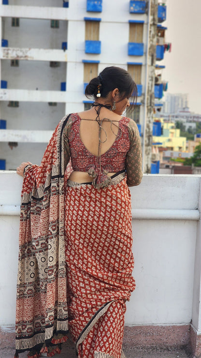 Anaya Mul Cotton Block Printed Saree