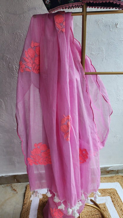 Pale Rose Mul Cotton Saree