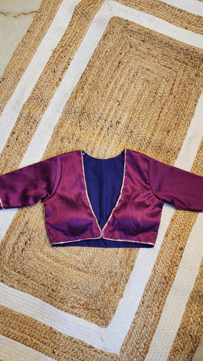 Magenta Plunge Neck Blouse