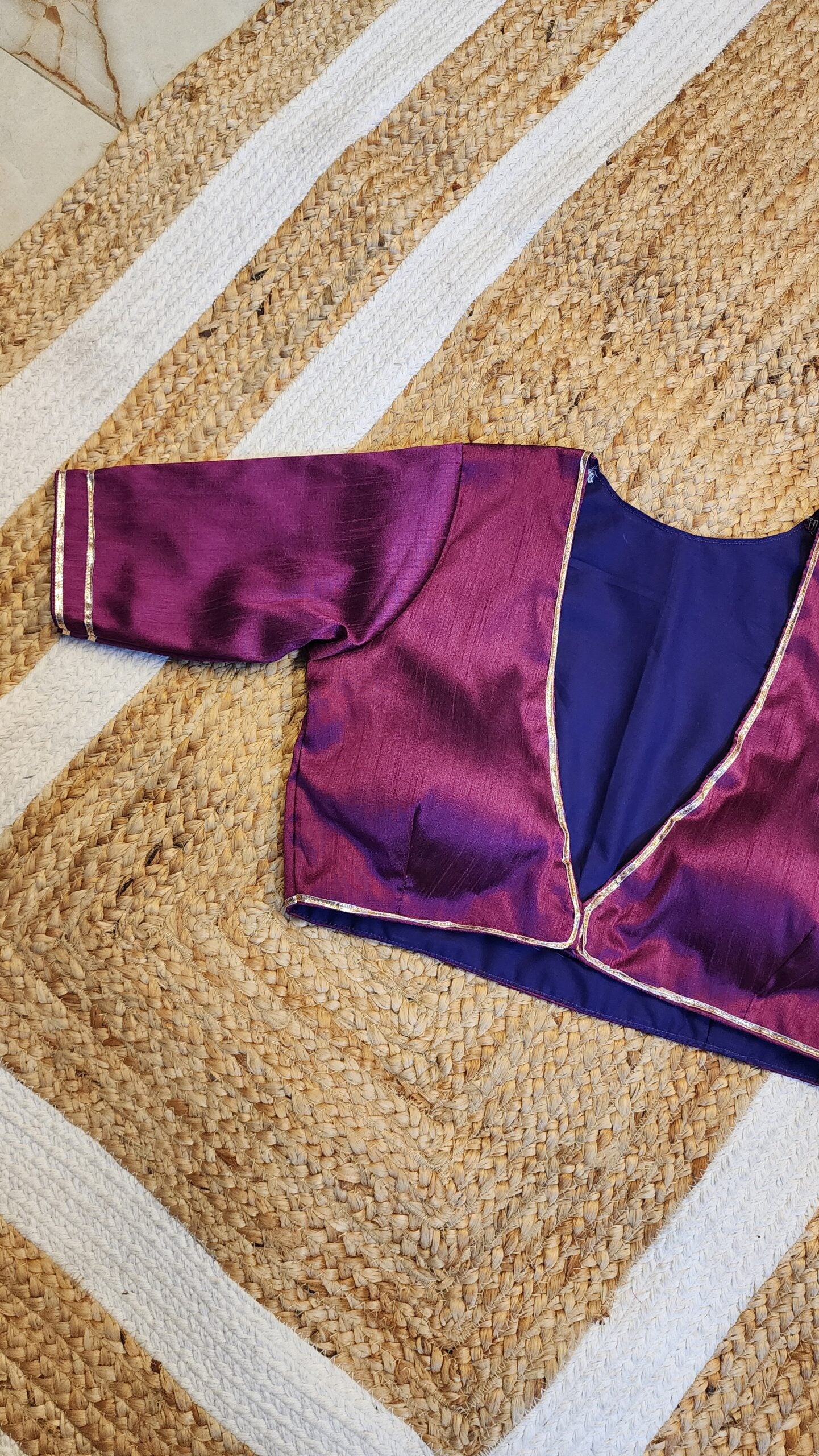 Purple Plunge Neck Blouse
