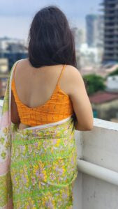 Mustard Ikat Noddle Strap Blouse